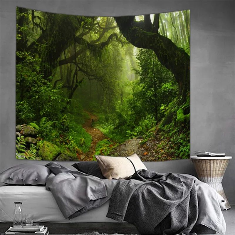 

Tapestry Wall Hanging Bedspread Beach Towel Table Cloth Home Decoration Green Tree Design Rectangle 150cmx130cm
