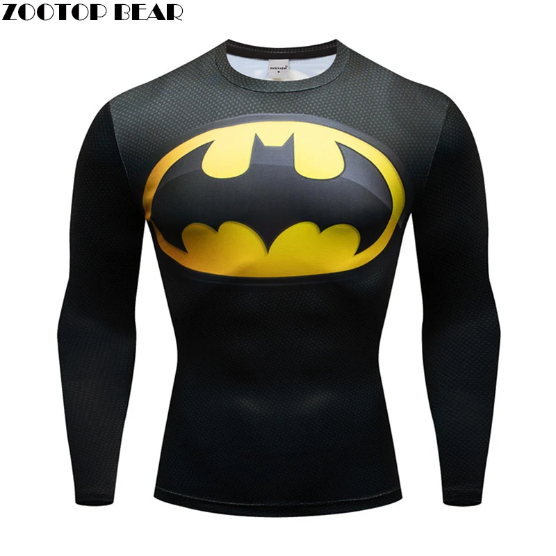 

Quick Dry Compression Shirt Batman Superman 3D Printed T-shirts Men Long Sleeve Cosplay Sports Costume Fitness Clothing S-3XL