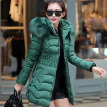 Winter Jacket Women Parka Slim Warm Fur Hooded Jacket Female Elegant Jacket Coat Casual Vestidos