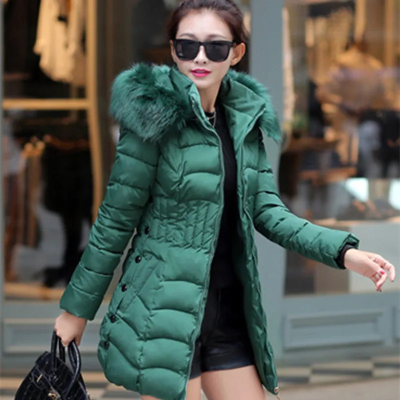 Winter font b Jacket b font font b Women b font Parka Slim Warm Fur Hooded