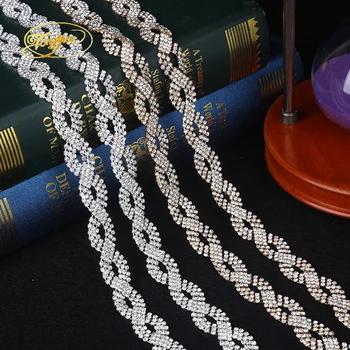 

1Yd Cross Rhinestones Striped Zircon Crystal Applique Basic Clothing Decoration Ornament Pruning DIY Sewing Applique Adornment