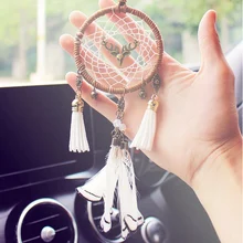 Ловец снов автомобиль кулон ожерелье авто украшение ремесла Ловец снов светодиодный Декор перо хлопок автомобильные аксессуары
