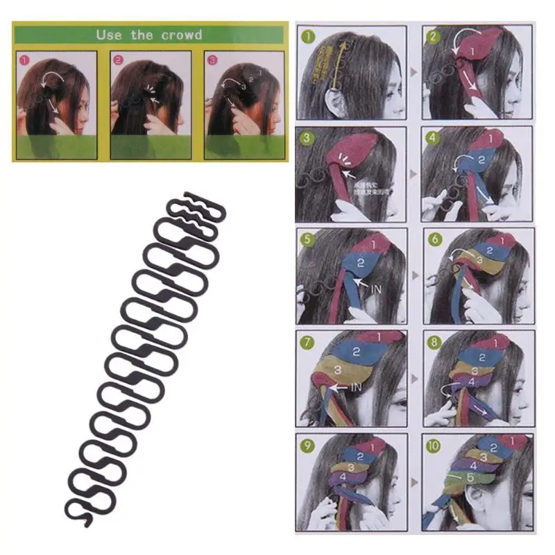 1pc Women Hair Braiding Fish Bond Waves Braider Practical Tool Roller With Hair Styling Clip Braid Maker Bun Hair Accessories