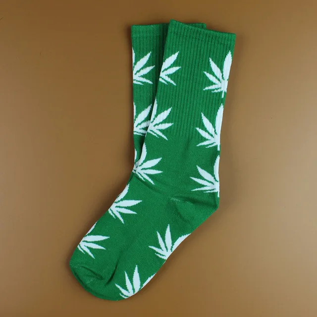 Повседневные длинные носки с листьями кленовых листьев; сезон осень-зима; модные удобные хлопковые носки высокого качества; 1 пара - Цвет: Long Green White