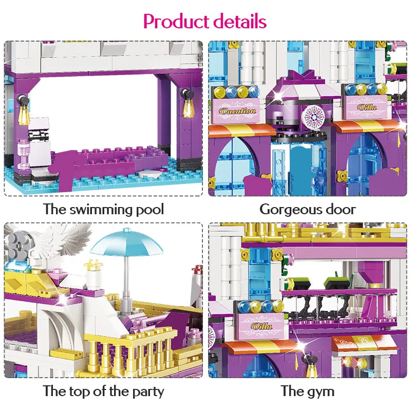 Ceny 961 sztuk prywatna luksusowa willa budowa domu bloki legoingly przyjaciele figurki zestawy klocków zabawki edukacyjne dla dziewczynek