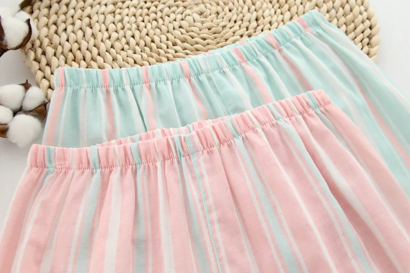 thin cotton stripes pajamas spring (2)
