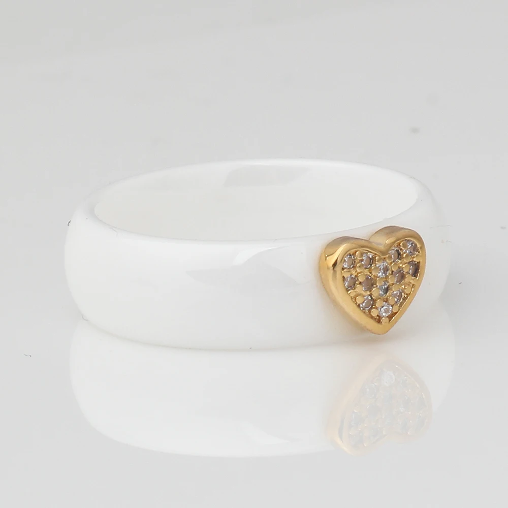 Модное черно-белое керамическое кольцо в форме сердца с фианитом, ювелирных изделий, женские вечерние Обручальные кольца