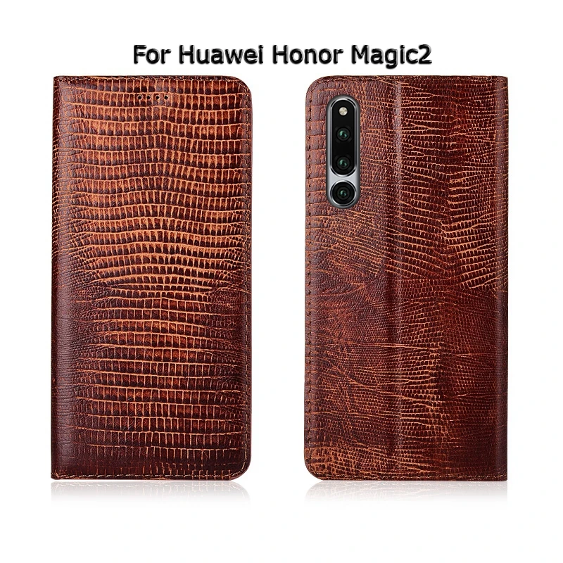 Чехол для телефона для Huawei Honor Magic 2 Magic2 текстура под ящерицу раскладной Магнитный чехол с подставкой из натуральной кожи для мобильного телефона