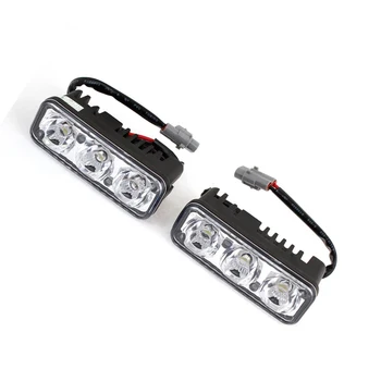 

Car Vehicle DRL White 3 LED Daytime Running Lights Head Lamp 9W 2 Pcs