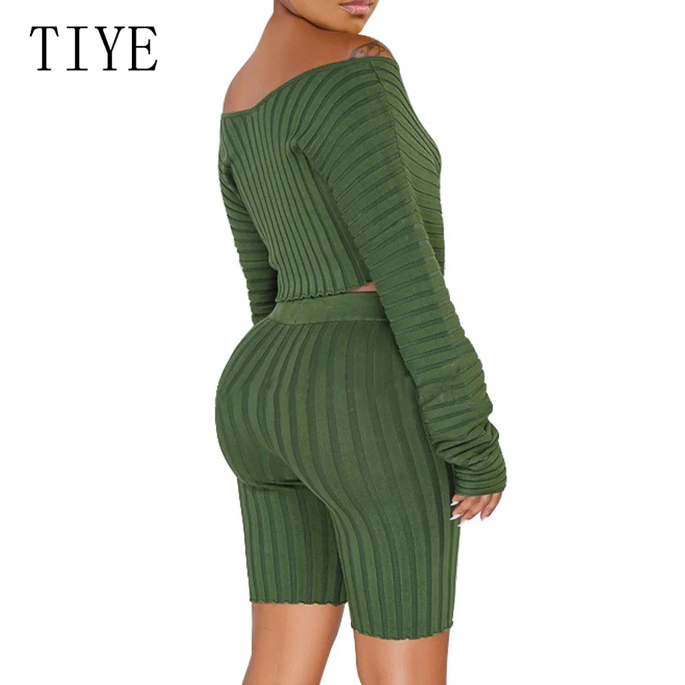 TIYE Women Pit Cloth Jumpsuits Autumn Off Shoulder Long Sleeve Bodycon Bandage Playsuits Casual Two Pieces Sets Elegant Rompers TIYE Women Pit Cloth Jumpsuits Autumn Off Shoulder Long Sleeve Bodycon Bandage Playsuits Casual Two Pieces Sets Elegant Rompers