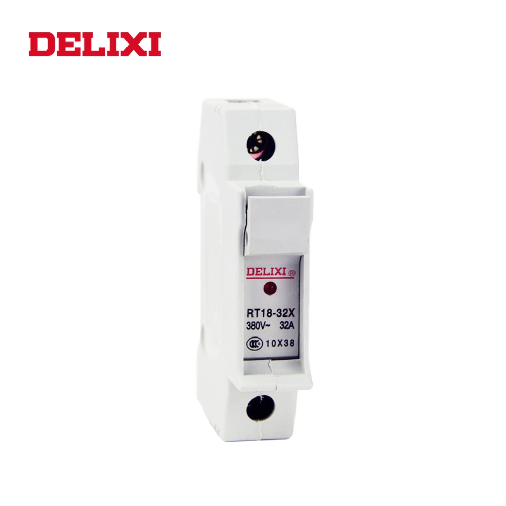 

DELIXI RT18-32X AC 380V 1P 2P 3P 32A 380V DIN Rail Mount cylinder fuse base Suitable for 10x38MM FUSE With indicator light