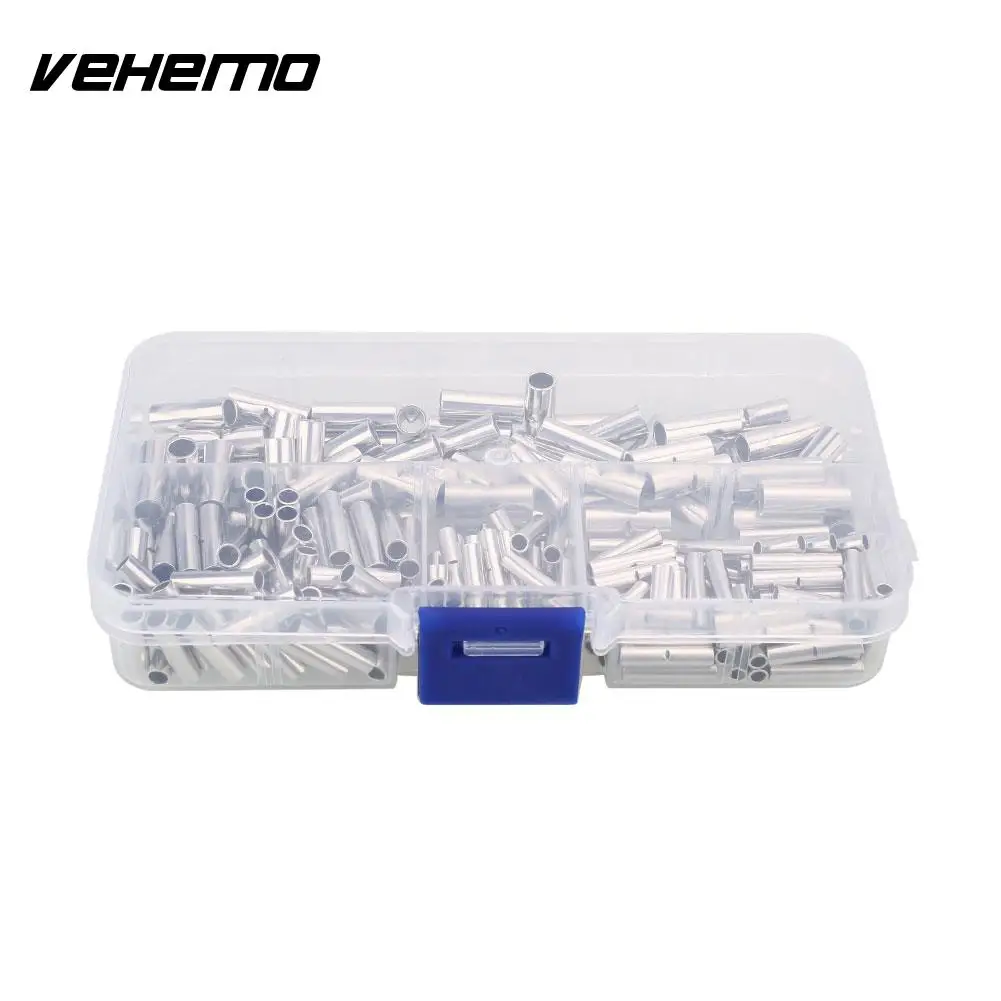 Vehemo 200 шт. ferrule Провода кабель обжимной Терминалы приклад разъем Kit Установить Серебряный