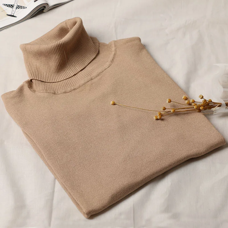 Women Basic Turtleneck Sweater Jumper Pullover Knitted Slim Autumn Winter Basic Clothes Tops Casual Turtleneck Sweater OY0465 Sweaters