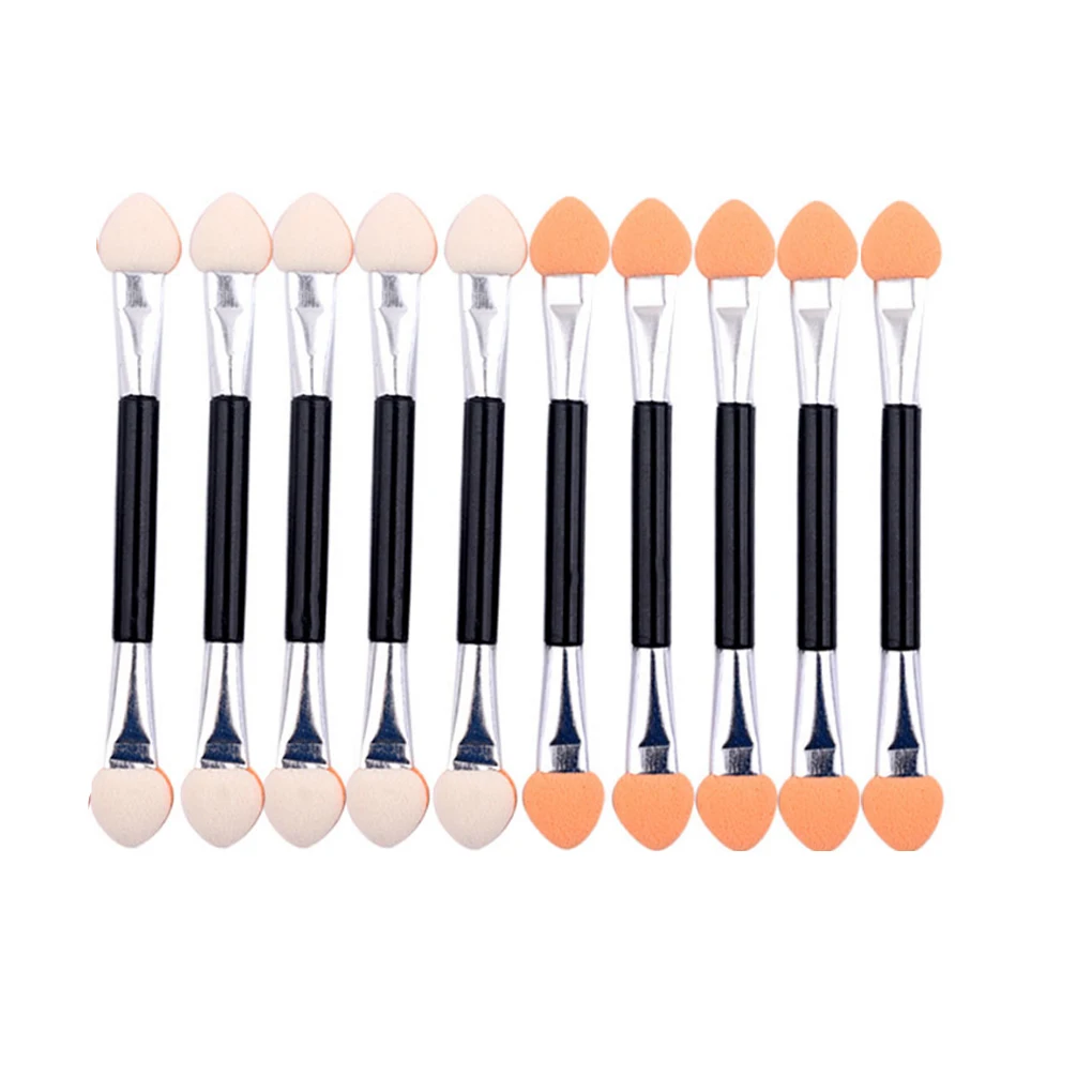 

9.5*0.9cm 10pcs Eyeshadow Applicator Sponge Double-ended Make Up Supplies Portable Nail Mirror Powder Brush ree