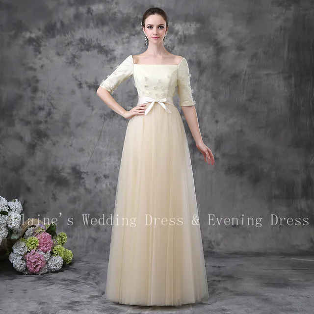2017 elegante vestido de noiva vestido de novia color champagne con