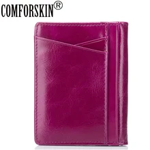 COMFORSKIN ультратонкий держатель для кредитных карт Роскошный Натуральная масло воск кожа брендовые дизайнерские унисекс ID кошелек с отделами для карт