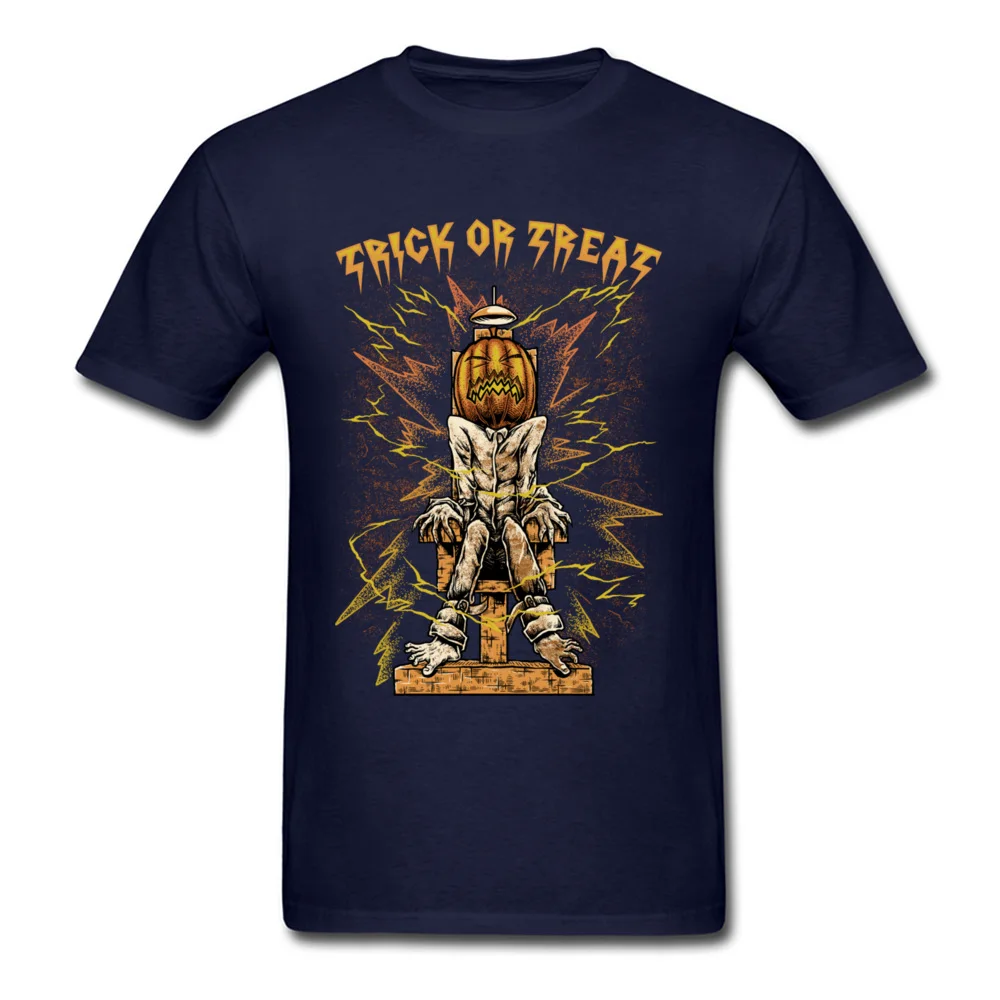 Trick or Treat T-Shirt Short Sleeve Party Latest Men's Summer Tops Shirts Party Tee Shirt O Neck 100% Cotton Fabric Trick or Treat navy