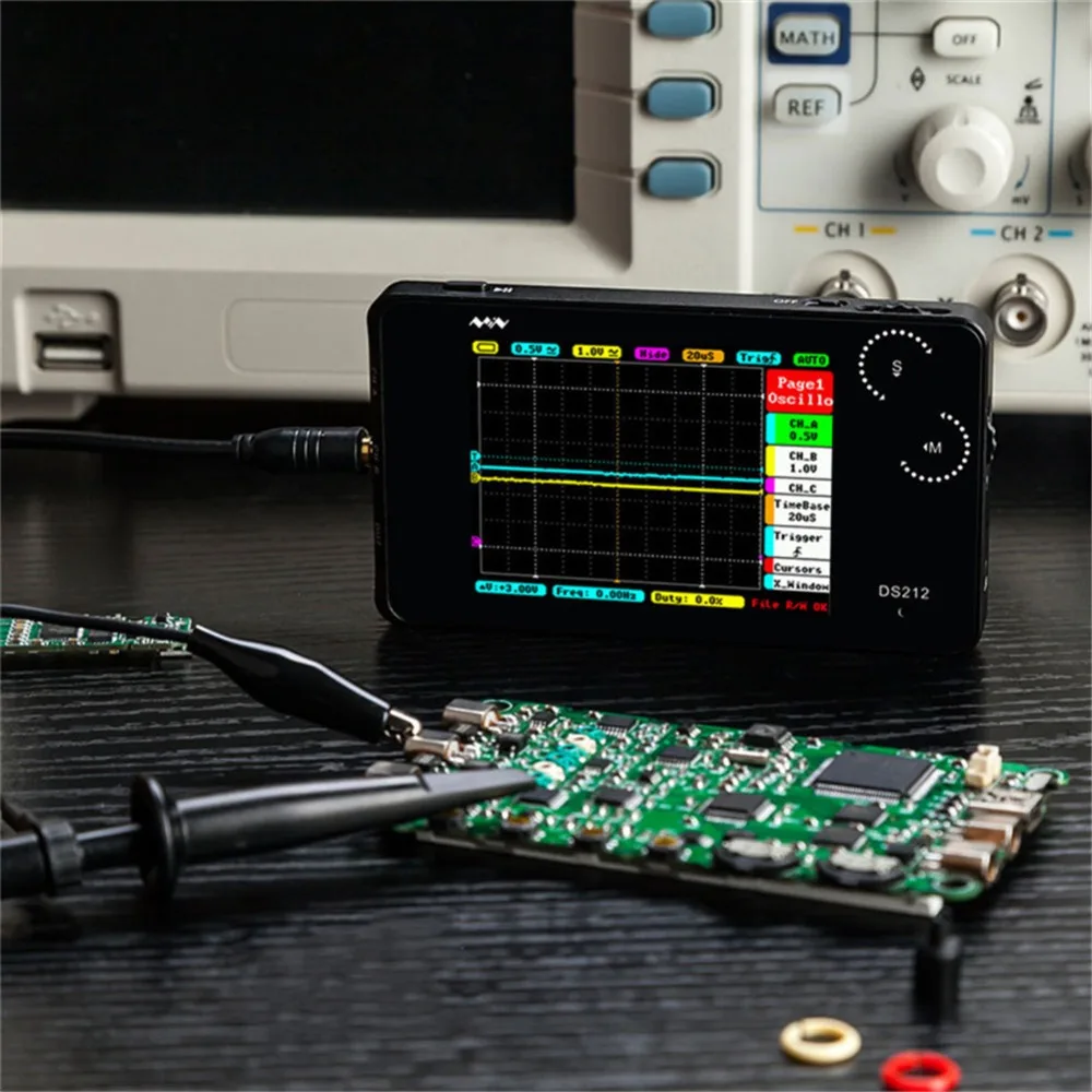 ЖК-цифровой мультиметр осциллограф DS212 Портативный сенсорный экран USB 1 МГц Карманный 8 Мб портативный, автомобильный комплект Osciloscope