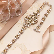 MissRDress стразы свадебный пояс ручной работы Daimond свадебный пояс Золотая лента Свадебная со стразами пояс для свадебного торжества YS868