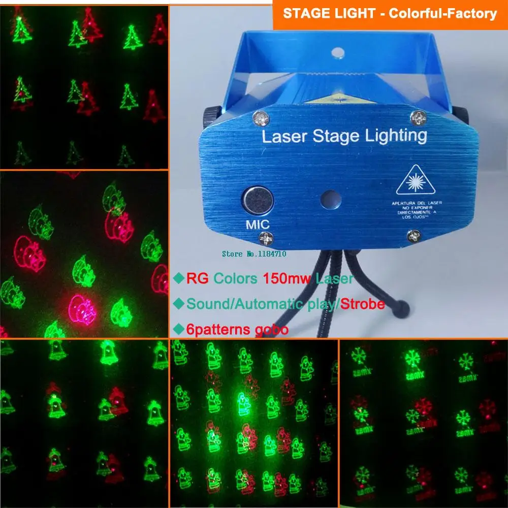 new mini red green 6 patterns laser projector christmas holographic christmas holographic projector