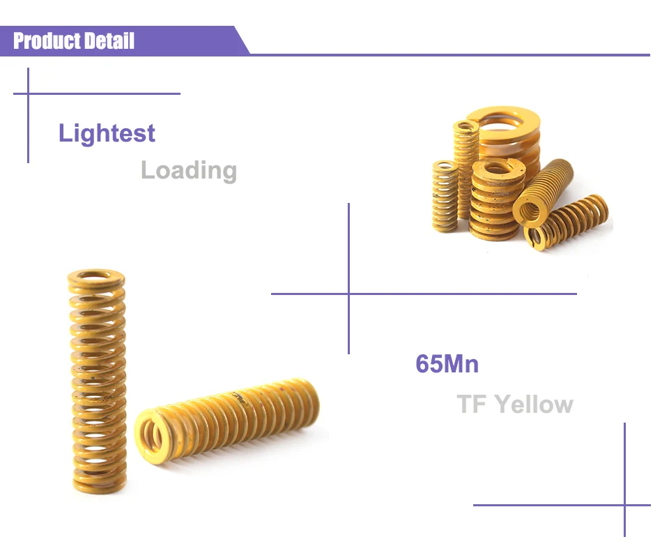 Gearway желтая компрессионная пружина TF50x50/50x55/50x60/50x70/50x75 мм легкая загрузка спиральная штамповка компрессионная пружина