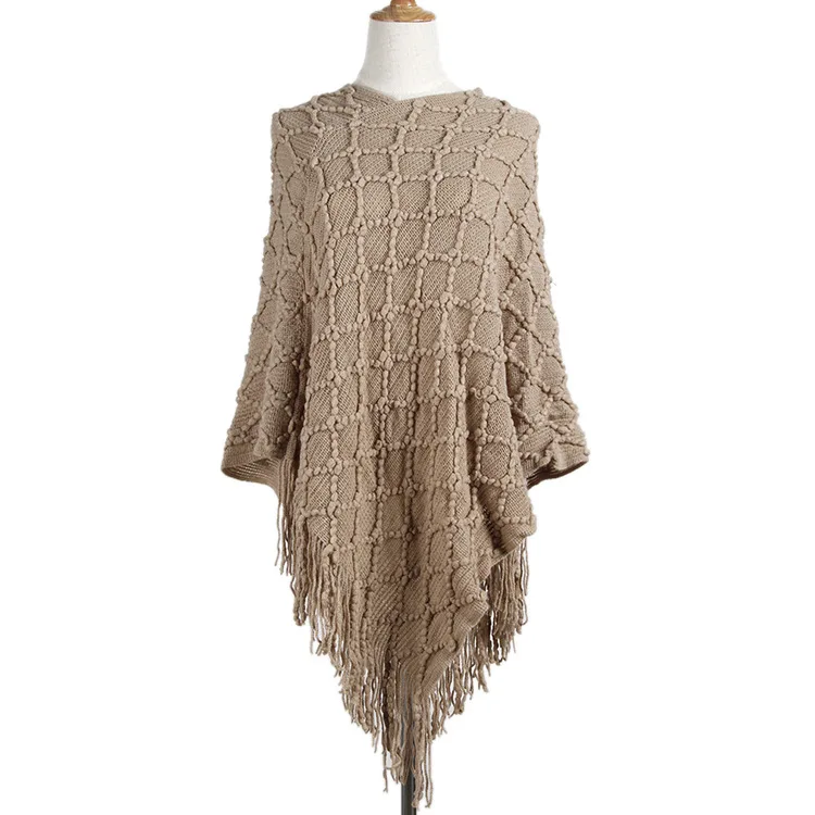 

2019 Sweater Women V Collar Style Tassel Cloak Long Solid Color Sweaters Hot Sell Europe And The United States Vestidos MMY69147