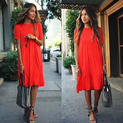 2016 New Red Casual Short Sleeve Party font b Dress b font font b Women b