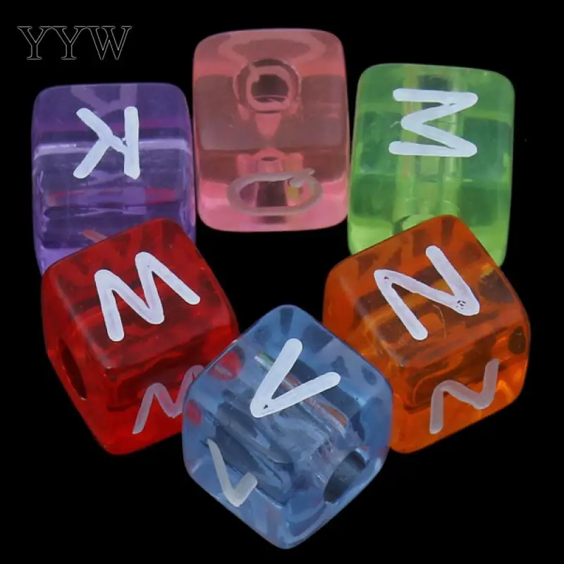 Acrylic beads hand DIY DIY shoes and apparel accessories new 10x10mm square letters beads Colored alphabet bea 830PCs/Bag