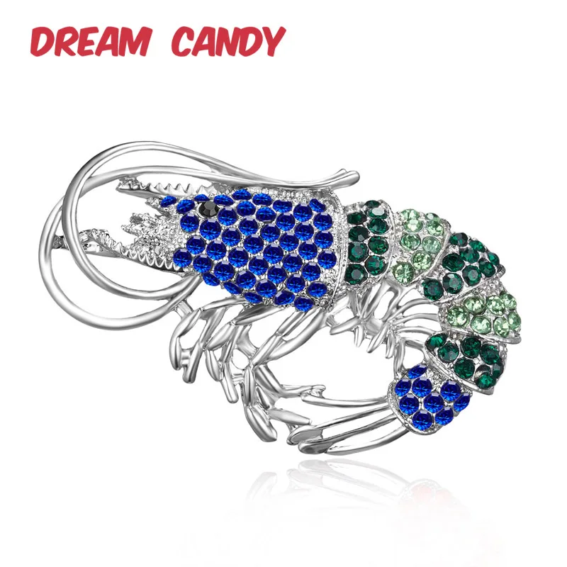 Женские и мужские креативные броши креветки Dream Candy яркие стразы брошь заколки с