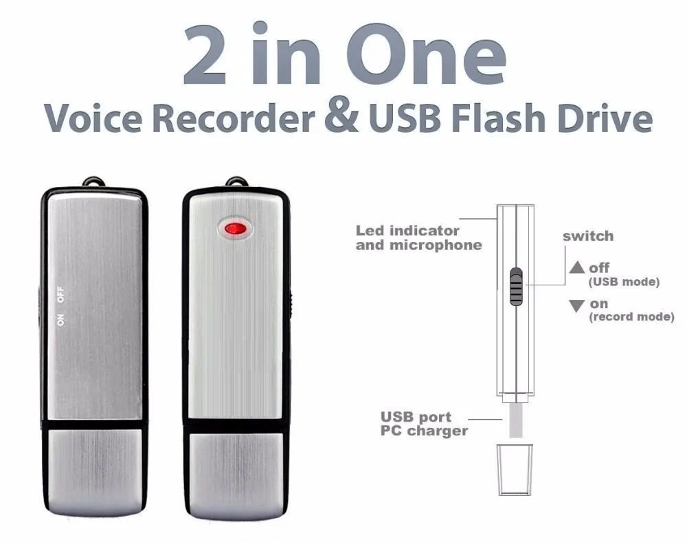 U-диск цифровой мини Аудио Диктофон 16 Гб профессиональная Голосовая активация Запись Диктофон USB диктофон записывающая ручка 2 цвета
