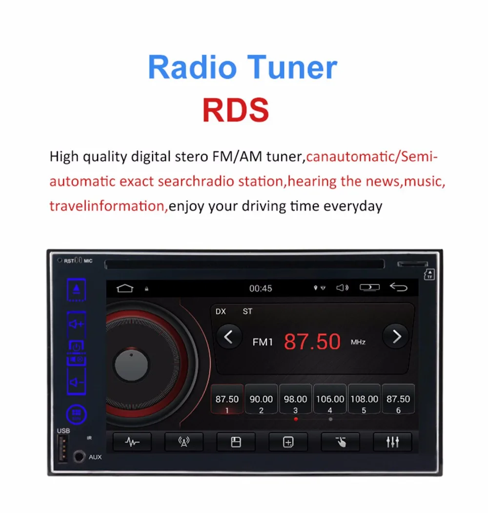 Sale HD 1024X600 2Din Quad Core 2GB RAM 32GB ROM Android 6.0.1 Car DVD GPS Navigation Player Stereo Radio 2 Din Universal 6