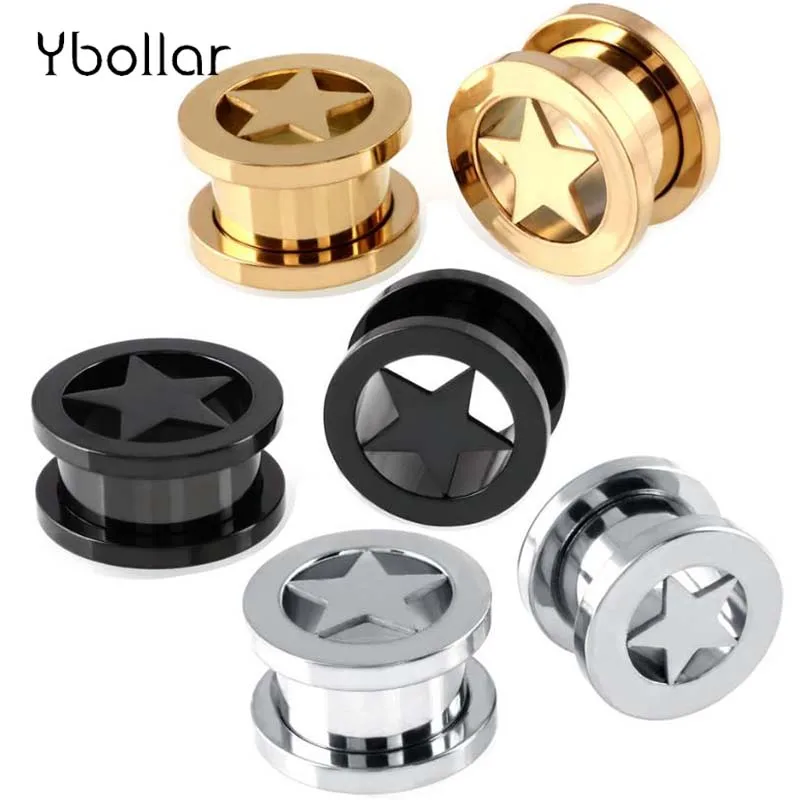 

1 Pair Stainless Steel Screwed Ear Flesh Tunnels Earring Plugs Expander Earlet Gauges Body Jewelry Piercing 6mm-16mm For Men