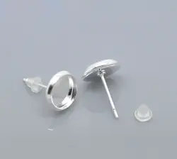 DoreenBeads Медь Серьги Выводы круглый серебристый цвет настройки кабошон (подходит 8 мм) 14 мм (4/8 ") x 10 мм (3/8 "), 4 шт