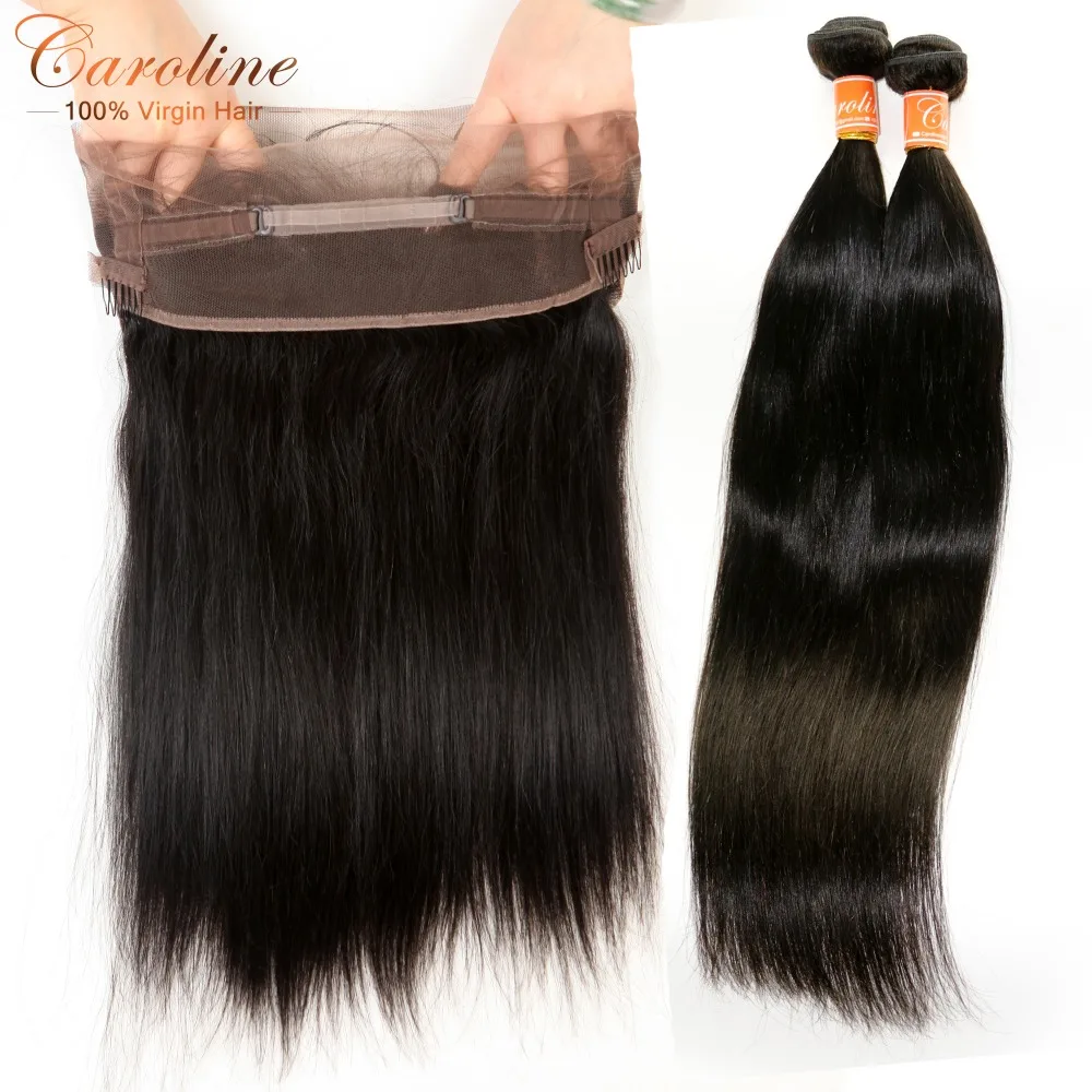 

Malaysian Virgin Hair With Closure Straight Human Hair 360 Lace Frontal With Bundle Shireen Hair 2Bundles With 360 Lace Frontal