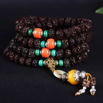 

The best size of Bodhi brown black as God's son 108 beads hand on Seed Beads Bracelet peace