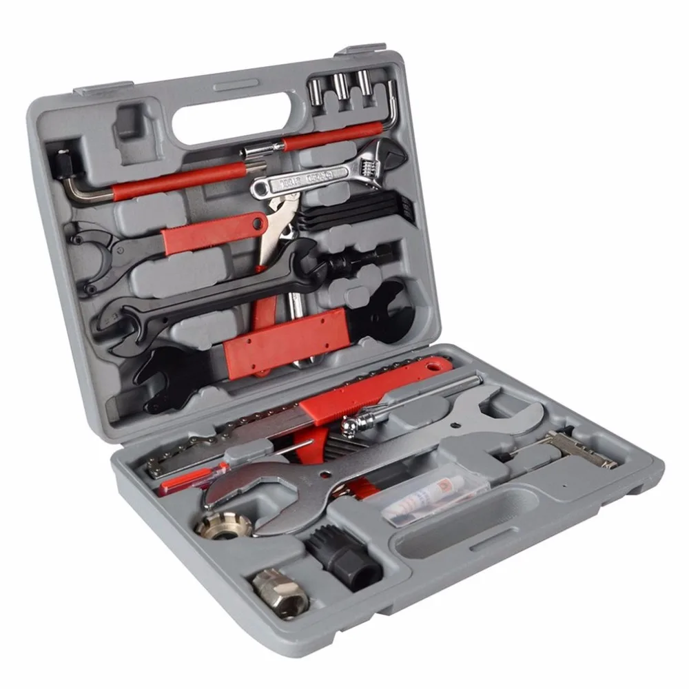 44pcs Bike Cycling Bicycle Maintenance Repair Hand Wrench Tool Kit Box Casein Bicycle Repair