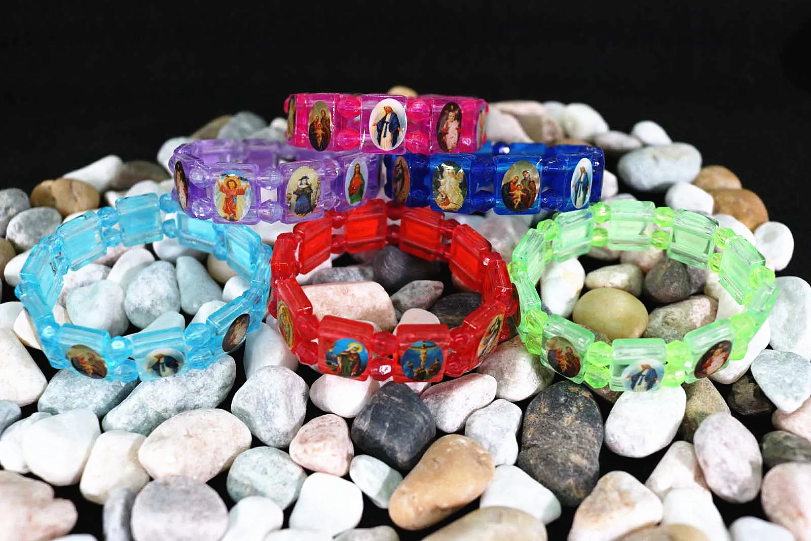 48 Pieces Religious Jesus Children Wearing Plastic Multicolored Bracelets. gift for kids, jewelry bracelet orb 3