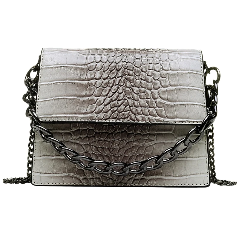 

ABSF Crocodile Pattern Chain Pu Leather Women'S Handbag Shoulder Bag Black