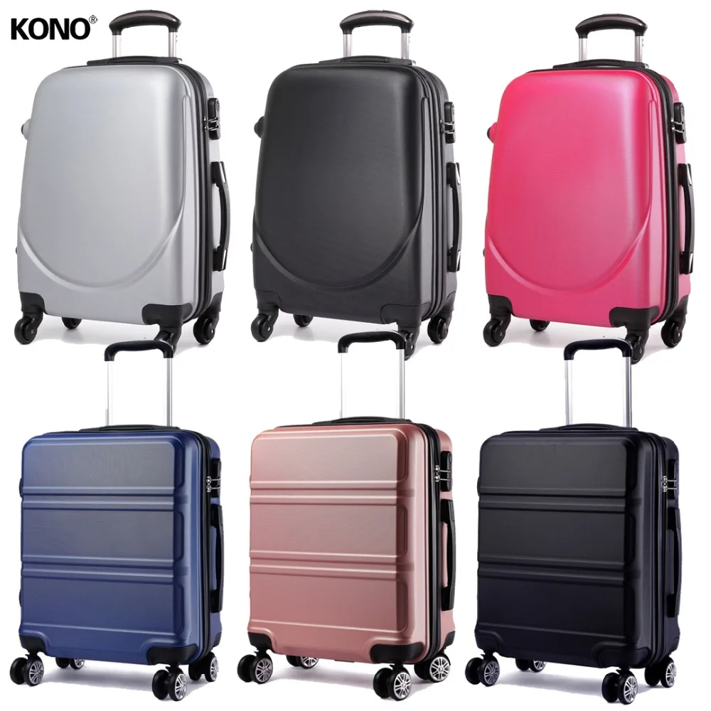 

KONO Suitcase Rolling Luggage Cabin Carry On Hand Trolley Case Travel Bags Trip Hardside PC ABS 4 Wheels Spinner 20 Inch L1602L