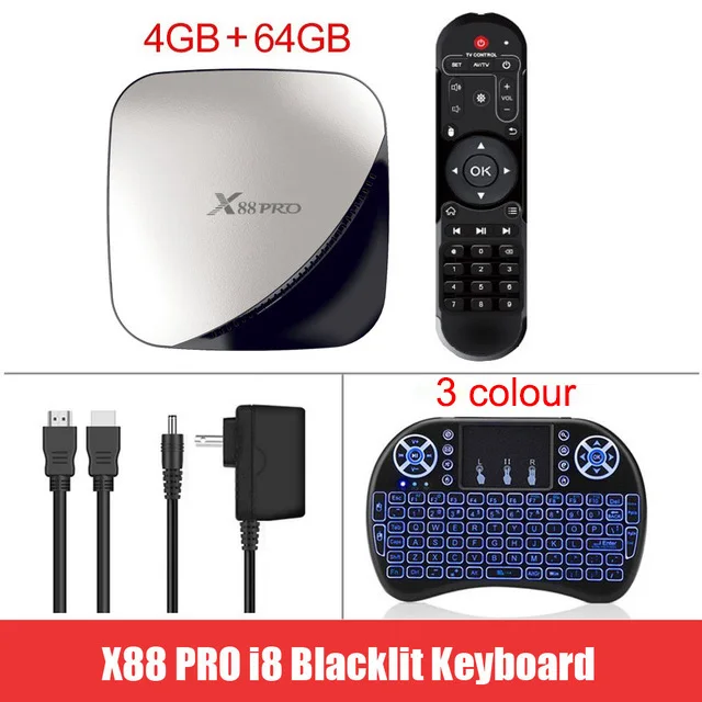 X88 PRO Android 9,0 ТВ приставка 4 Гб ОЗУ 64 Гб Google голосовой помощник Rockchip RK3318 четырехъядерный 2,4& 5G Wifi H.265 Netflix 4K X88PRO - Цвет: 4G 64G  Backlit key