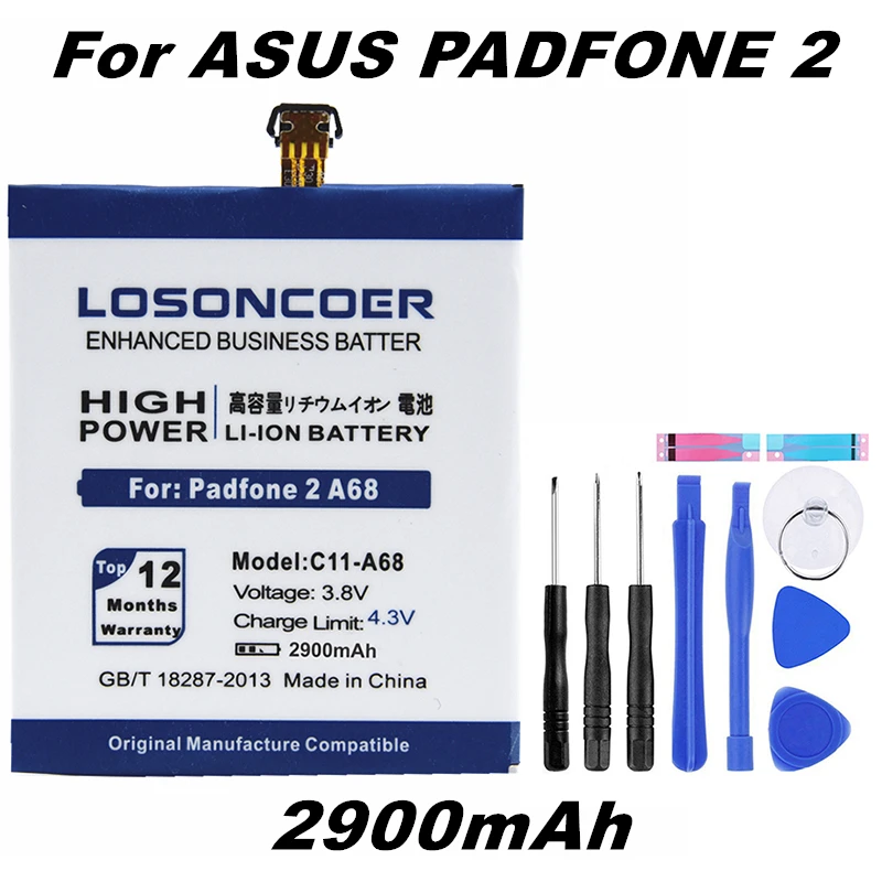 Аккумулятор LOSONCOER C11-A68 2550 мА · ч для ASUS Padfone 2 A68 литий-ионный полимерный
