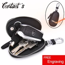 Кошелек для ключей от автомобиля из натуральной кожи, мужской держатель для ключей, органайзер для женщин, чехол для ключей, сумка на молнии, брелок, кошелек, гравировка