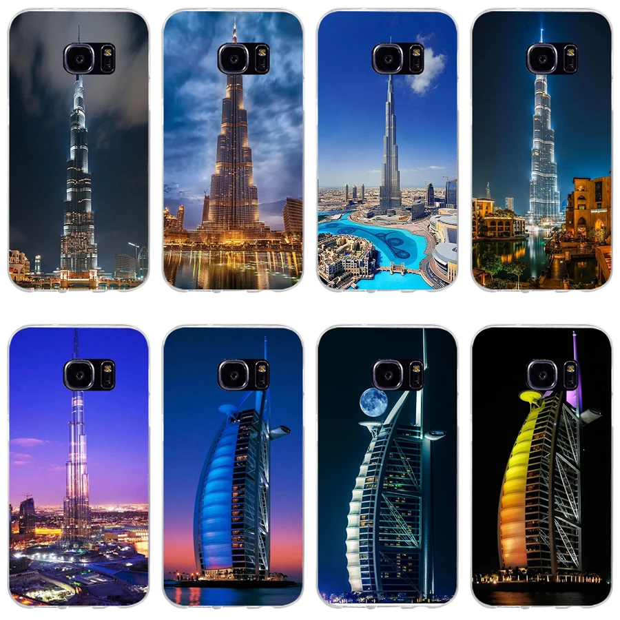 10H Burj Al Arab E Khalifa Dubai Skyline Custodia Morbida In Silicone Tpu Per Samsung Galaxy S6 S6 S7 Edge S8 S9 Plus Custodia