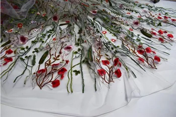 

New Embroidery Design African Net Lace Fabric Two Color Flower Tulle Lace Fabric RFN03