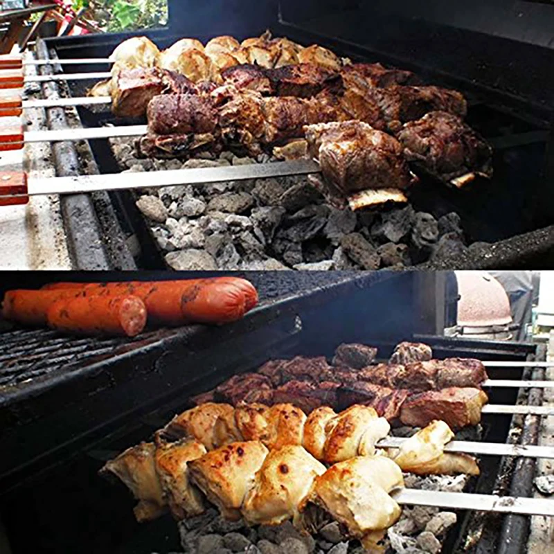 60 см 23,5 ''BBQ большая, из нержавеющей стали шампуры для гриля вилки шашлык с дубовой деревянной длинной ручкой барбекю игольчатые палочки инструменты