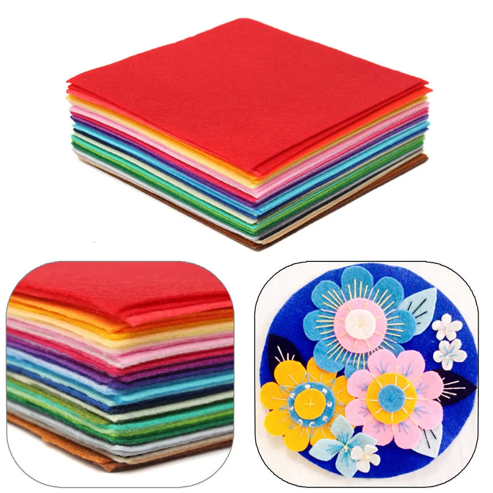 

10* Soft Non Woven Felt Fabric Sheets Fiber Thick Kids DIY Craft Assorted Fabric Square Embroidery Scrapbooking Craft