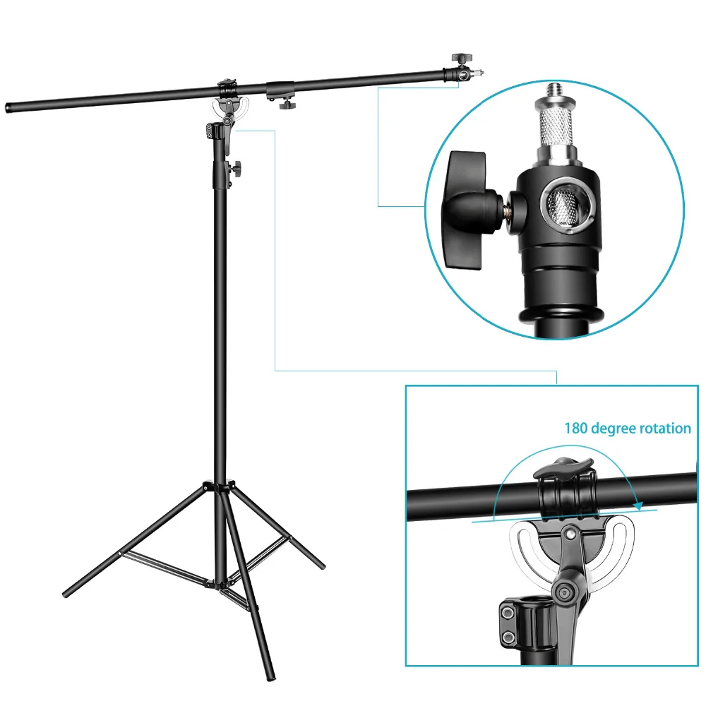 Neewer аксессуары для фотостудий 2-в-1 светильник стенд 48,4-151,5 дюймов Регулируемая высота 85-дюймовый складывающаяся штанга микрофона и песком, Алюминий из алюминиевого сплава