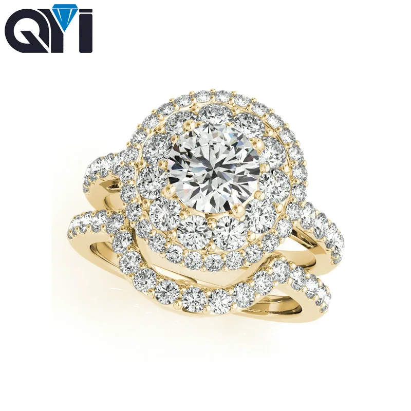 

QYI Anniversary 1ct Cubic Shiny Zirconia Ring Trendy Engagement Ring Set 925 Sterling Silver New Wedding