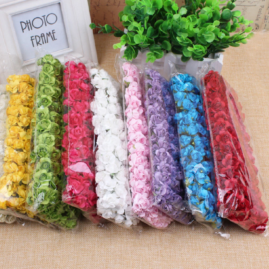 

Yaochen 144Pcs 1.8Cm Mini Artificial Paper Rose Bouquet Diy Wreath Scrapbook Wedding Ornament Artificial Rose Flower