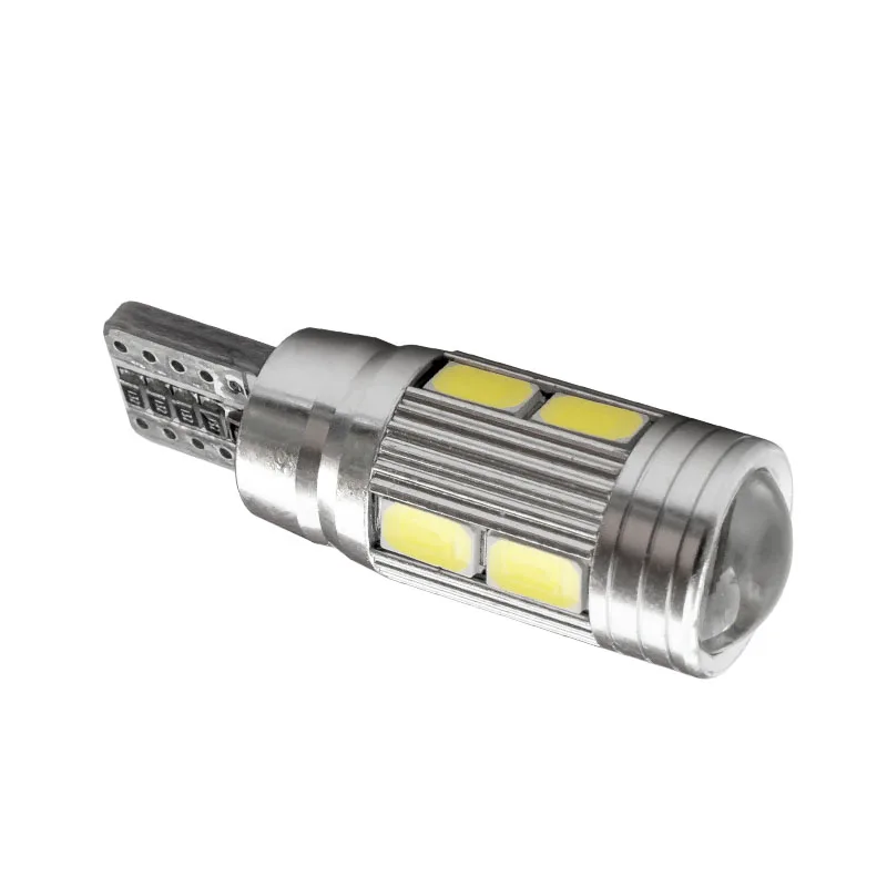 

10pcs T10 W5W 168 501 Interior Reading LED Lamp CANBUS NO OBC ERROR 10 SMD 5630 5730 Lens Projector Aluminum Case Car Lights